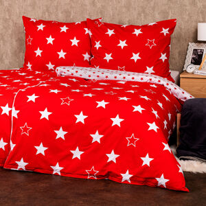 4Home Bavlněné povlečení Stars red , 160 x 200 cm, 70 x 80 cm