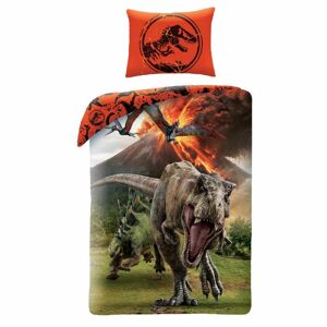 Halantex Dětské bavlněné povlečení Jurassic Park oranžová, 140 x 200 cm, 70 x 90 cm