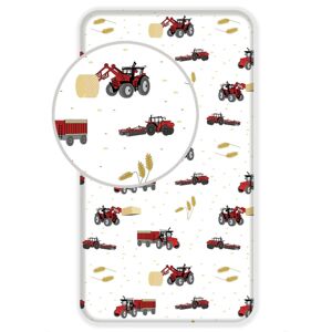 Jerry Fabrics Bavlněné prostěradlo Traktor red, 90 x 200 cm