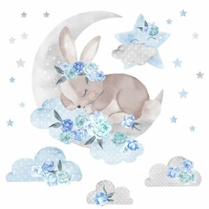 Bayo Samolepka na zeď Spící králík, modrá