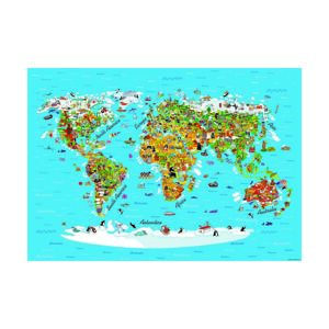 AG Art Dětská fototapeta XXL Mapa světa 360 x 270 cm, 4 díly