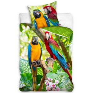 CARBOTEX Dětské bavlněné povlečení Barevní papoušci Ara, 140 x 200 cm, 70 x 90 cm