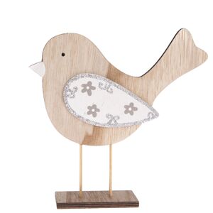 Dřevěná dekorace Ptáček Pinky, 19,5 x 20 cm