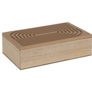 Dřevěný box na čajové sáčky Ribbon, 24 x 16 x 7 cm, sv. hnědá