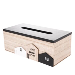 Dřevěný box na kapesníky Home town hnědá, 24 x 12 x 9 cm