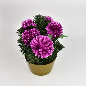 Dušičková dekorace s chryzantémami 23 cm, fialová