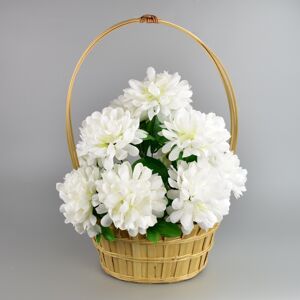 Dušičkový košík zdobený Chryzantéma 20 x 30 cm, bílá
