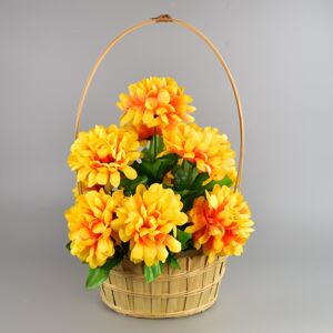 Dušičkový košík zdobený Chryzantéma 20 x 30 cm, žlutá