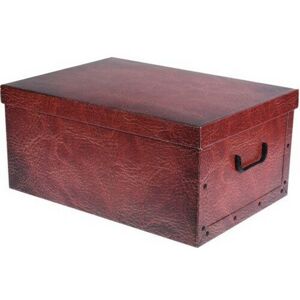 EH Úložný box s víkem Leather Design, červená