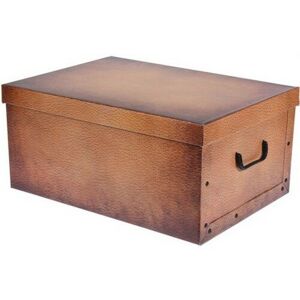 EH Úložný box s víkem Leather Design, sv. hnědá