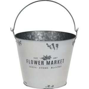 Kovový obal na květináč Flower market šedá, 23,3 cm