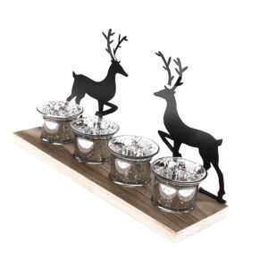 Kovový svícen Reindeers, 30 x 9 x 15 cm
