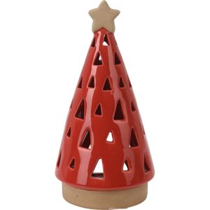 Porcelánový svícen na čajovou svíčku Christmas tree červená, 10 x 20 cm