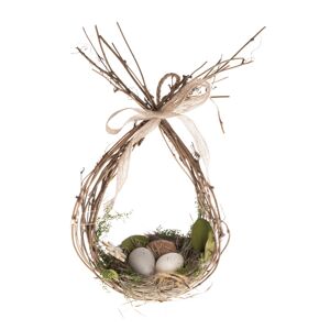 Proutěná velikonoční dekorace Hnízdo s vajíčky, 16 x 31 cm