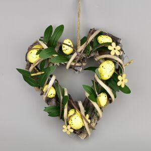 Ratanové srdce s vajíčky Rosita žlutá, 22 x 23 cm