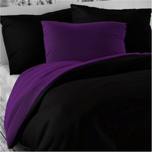 Kvalitex Saténové povlečení Luxury Collection černá / tmavě fialová, 220 x 200 cm, 2 ks 70 x 90 cm