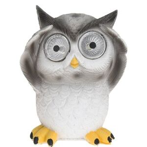 Solární světlo Standing owl šedá, 9 x 9 x 12,5 cm