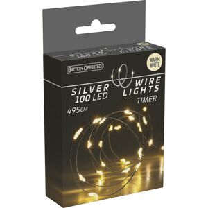 Světelný drát s časovačem Silver lights 100 LED, teplá bílá, 495 cm