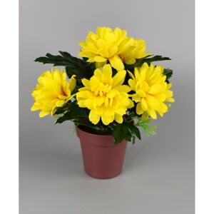 Umělá květina Chrysantéma v květináči 16 x 14 cm, žlutá
