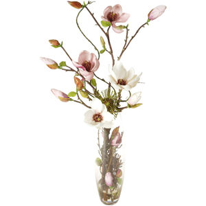 Umělá květina Magnolie ve skleněné váze, 71 cm