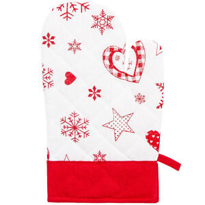 Forbyt Vánoční chňapka s magnetem Vločka a srdce červená, 18 x 28cm