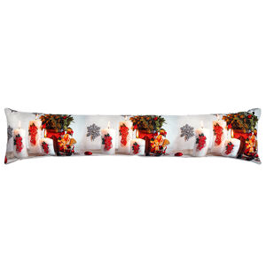 Forbyt Vánoční ozdobný těsnící LED polštář do oken Svíčky červená, 85 x 18 cm