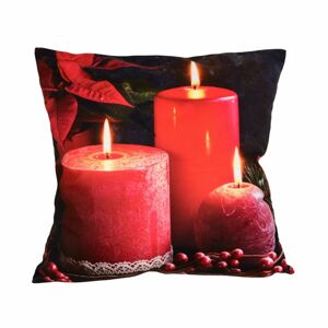 Forbyt Vánoční povlak na polštář Červené svíčky, 40 x 40 cm